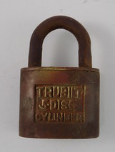 Antique Vintage TRUBILT 5-Disc Cylinder Padlock w/o Key 2.75&quot; Tall - £5.44 GBP
