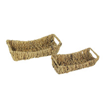 Set of 2 Rectangular Natural Wicker Woven Basket Display Trays Home Décor - £29.89 GBP