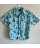 Rick &amp; Morty Short Sleeve Hawaiian Button-Up Blue Floral Size XL 100% Co... - $17.81