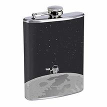 Moon Landing Hip Flask Stainless Steel 8 Oz Silver Drinking Whiskey Spirits Em1 - £7.86 GBP