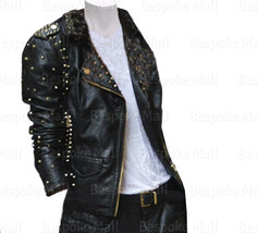 New Woman&#39;s Black Silver Studded Brando Style Cowhide Biker Leather Jack... - £227.51 GBP
