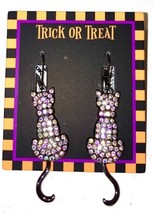 Halloween Sparkle Cat Earrings with MOVING tails Crystal  New  Halloween - $22.39