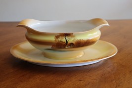 Vtg Noritake China Tree In The Meadow Gravy Boat Attached Underplate Red... - $16.95