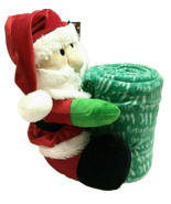 Christmas Throw Blanket with Plush Stuffed Santa 2 pc Set Silver One Kid... - £17.61 GBP