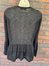 August Silk Knit Open Cardigan Small Sheer Lightweight Sweater Flare Long Sleeve - £5.22 GBP