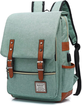 Vintage Laptop Backpack with USB Charging Port, Elegant Water Resistant - $52.46