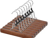 12 Pack Wooden Pants Hangers With Clips Non Slip Skirt Hangers Walnut Tr... - £29.77 GBP