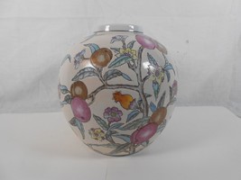 Vintage WBI Vase Carved and Painted Fruit and Flowers - $32.38