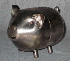 Vintage Silverplate Lunt Piggy Bank Two Piece Figural Coin Pig Bank - $11.88