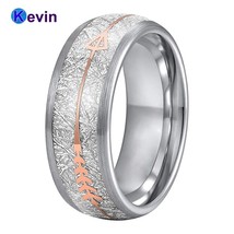 Men Women Wedding Bands Tungsten Carbide Ring With Rose Gold Steel Arrow And Whi - £21.73 GBP