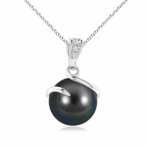ANGARA Tahitian Pearl Spiral Pendant with Diamonds in 14K Solid Gold - £360.84 GBP