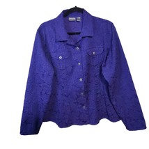 Chico&#39;s Women&#39;s 2(12) Large Purple Textured Floral Pattern Jacket  - £15.71 GBP