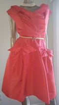 $4,000 Oscar De La Renta Stunning Coral Pink Silk Bow Runway Dress Us 10 - £625.71 GBP