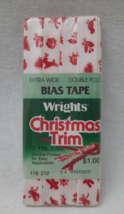VTG Wrights ~ Christmas Theme White/Red ~ Double Folded Bias Tape 3 Yds NIP - $5.89