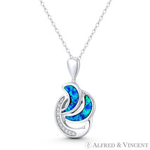 Freeform Charm Lab-Created Opal CZ Crystal 925 Sterling Silver Statement Pendant - £19.51 GBP+