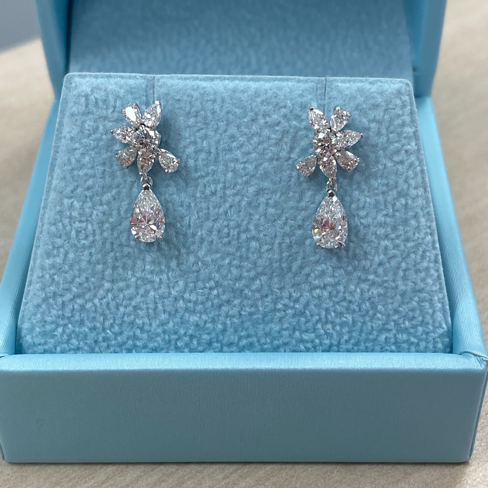 Brides 1.50Ct Teardrop Lab Grown Diamond Wedding Earrings 14K White Gold Item image 5