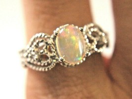 1 Carat Natural Opal .925 Sterling Silver Ring Cubic Zirconia  Sz 8.25 - £28.31 GBP