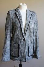 Cartonnier Anthropologie 8 Gray Tweed Cotton Blend One-Button Blazer Jacket - £25.81 GBP