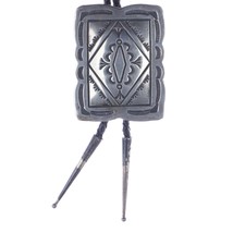 38&quot; Large Vintage Navajo square concho sterling bolo tie - $222.75