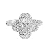 Natural 1.28ct Diamond Engagement Ring Invisible Set 18K White Gold G VS1 Flower - £3,370.56 GBP