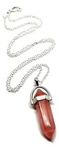 Cherry Quartz Pendant Gemstone Healing Point Reiki 18&quot; Chain Necklace - £4.25 GBP