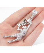 925 Sterling Silver - Cubic Zirconia Basketball Player Sports Pendant - ... - $119.41 CAD