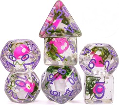 7PCS Polyhedral Dice DND D D Dice Set Filled with Mushroom and Seaweed for Role  - £27.95 GBP