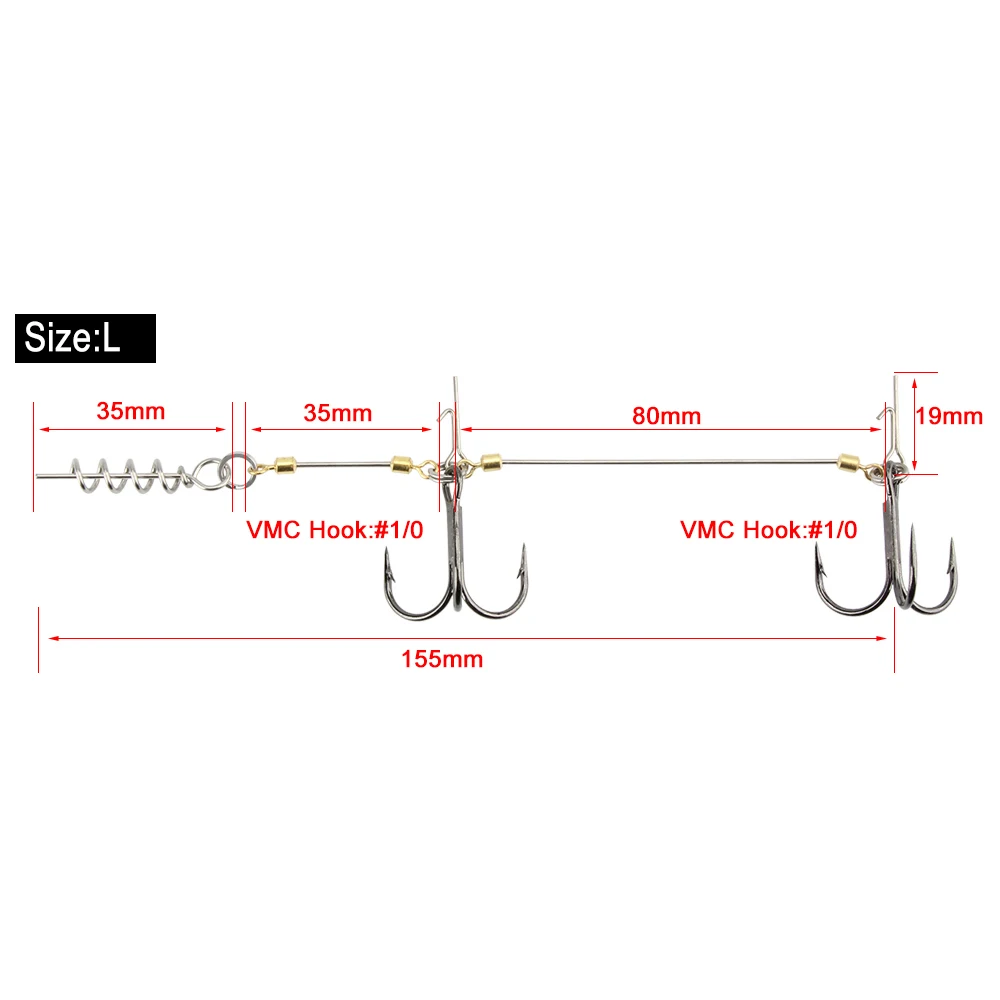 1Pcs Shad Belly Stingers Hook 1# 1/0# Double VMC Treble Hooks String Hook Pike C - £25.51 GBP