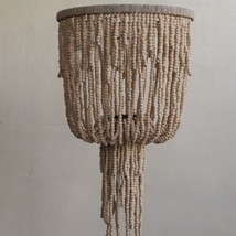 Natural Bead Chandelier,Boho Chandelier,Wedding Chandelier,Wooden hanging Lamp - £199.11 GBP+