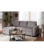 Linna Light Gray Fabric Upholstered Sectional Sofa - $21,297.40 MXN