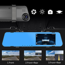 1080P Dual Lens 4.5&quot; Car DVR Dash Cam Video Camera Recorder Rearview Mirror - £36.82 GBP