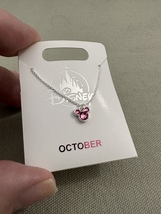 Disney Parks Mickey Mouse Rose October Faux Birthstone Necklace Silver NEW image 3