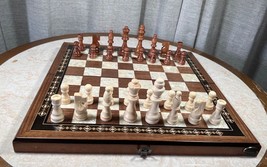 Large Quality 17 in Board Handmade Wood Folding Travel Chess set 3.5 in King - £134.50 GBP