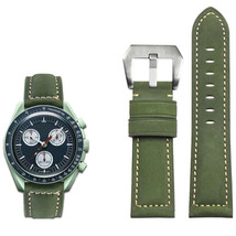 20mm Leather Strap Watch Band For Omega X Swatch Moonswatch Mission to Earth - £23.59 GBP
