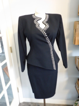 PSI by Alvin Bell Vintage Black 2pc Suit Asymmetrical Top Pencil Skirt 1... - £39.29 GBP