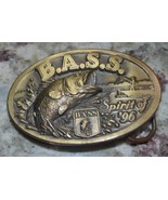B.A.S.S BELT BUCKLE Vtg advertising americana Spirit &#39;96 solid brass fis... - $19.99