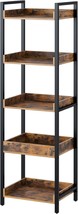 Rolanstar Storage Rack, 5-Tier Rustic Free-Standing Shelf Units,, Rustic Brown. - $77.99