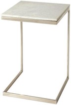 End Table Side Modern Contemporary Distressed Brushed Nickel White Silver Iron - £389.98 GBP