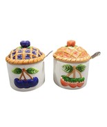 Strawberry Pie &amp; Blueberry Pie Jam Jelly Condiment Serving Jars Lids &amp; S... - $454.08 MXN