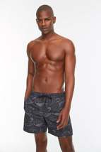 Black Men&#39;s Text Printed Standard Size Swimwear Marine Shorts - £23.56 GBP