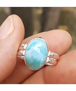 LARIMAR-CONCH gemstones 925 sterling silver reversible ring size 7.5 (ww-103) - $49.00