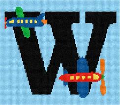 Pepita Needlepoint Canvas: Letter W Airplane, 8&quot; x 7&quot; - $50.00+