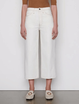 Frame Le Italien Women 31 Wide Leg Cropped Denim Pants White Cotton Pockets NWT - £73.07 GBP