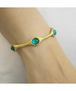 Fashion Bangle 65mm - 4mm Gold Plated Non Hollow AQUA FASHION STONES - $271.72 MXN