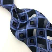 Bergamo New York Tie Silk Checkered Necktie Boys Children Blue Gray I15-216 New - £19.45 GBP