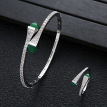 2PCS Dubai Bangle Ring Set Fashion Jewelry For Women Wedding Engagement brincos  - £46.71 GBP