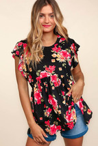 Haptics Floral Ruffle Short Sleeve Babydoll Top - $23.95