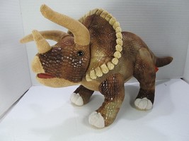 Wild Republic Triceratops Dinosaur 14&quot; Dino Brown Plush Stuffed Animal Textured - £9.01 GBP