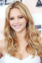 Jennifer Lawrence 24X36 Poster Lovely Smiling Portrait In White Top - $29.00