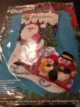 Bucilla Santa &amp; Snow Babies Felt Applique Stocking Kit 18&quot; Vintage 1994 #83116 - £17.51 GBP